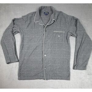 Polo Ralph Lauren Gray Pajama Top Mens Medium Sleepwear Long Sleeve Shirt‎